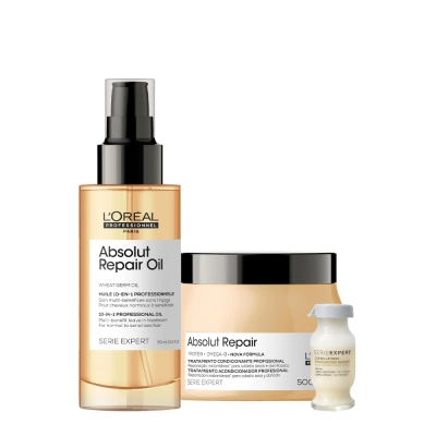 Produto: Kit L'Oréal Professionnel Serie Expert Absolut Repair Gold Máscara G Óleo e Power Repair (3 produtos)