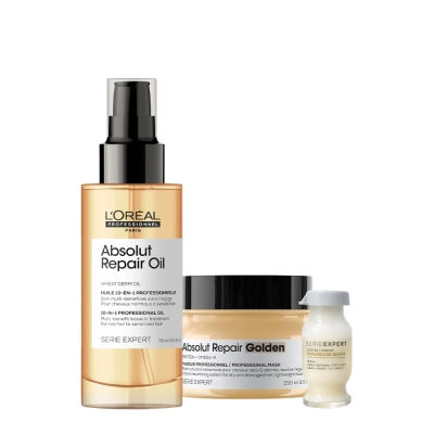 Produto: Kit L'Oréal Professionnel Serie Expert Absolut Repair Gold Máscara Óleo e Power Repair (3 produtos)