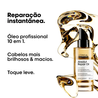 Produto: Kit 2 Óleos Reparadores L'Oréal Professionnel Serie Expert Absolut Repair Gold Quinoa 90ml