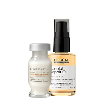 Produto: Kit L'Oréal Professionnel Serie Expert Absolut Repair Gold Quinoa 10in1 Óleo e Ampola de Nutrição (2 produtos)