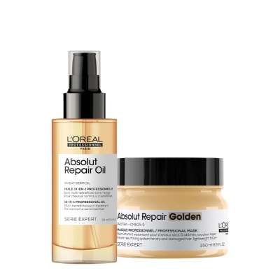 Produto: Kit L'Oréal Professionnel Serie Expert Absolut Repair Gold Quinoa Protein Golden Máscara 250ml + Óleo 90ml (2 Produtos)