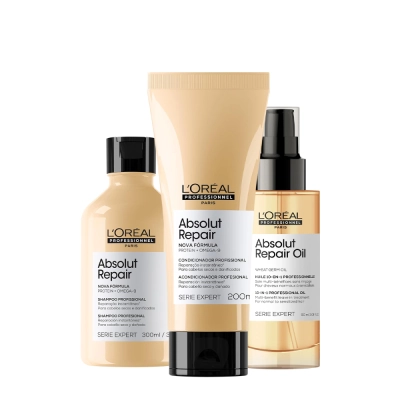 Produto: Kit L'Oréal Professionnel Serie Expert Absolut Repair Gold Quinoa Protein Home Care Duo + Óleo 90ml (3 produtos)