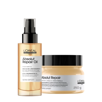 Produto: Kit Máscara 250ml e Óleo 90ml L'Oréal Professionnel Serie Expert Absolut Repair Gold Quinoa Protein