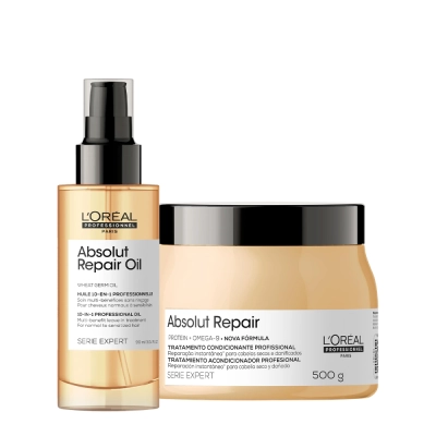 Produto: Kit L'Oréal Professionnel Serie Expert Absolut Repair Gold Quinoa Protein Máscara 500g e Óleo 90ml (2 Produtos)