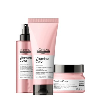 Produto: Kit L'Oréal Professionnel Serie Expert Vitamino Color Cond. 200ml + Máscara Capilar 250g + Leave-in 190ml (3 Produtos)