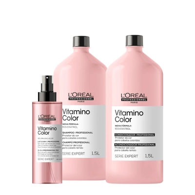 Produto: Kit L'Oréal Professionnel Serie Expert Vitamino Color Resveratrol Duo 1,5L e Leave-In 190ml (3 Produtos)
