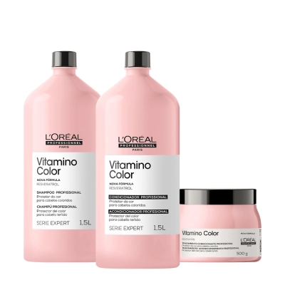 Produto: Kit L'Oréal Professionnel Serie Expert Vitamino Color Resveratrol Duo 1,5L + Máscara 500g (3 Produtos)