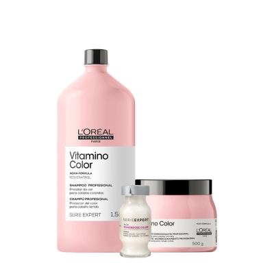 Produto: Kit L'Oréal Professionnel Serie Expert Vitamino Color Shampoo Máscara e Ampola (3 Produtos)