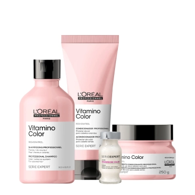 Produto: Kit L'Oréal Professionnel Vitamino Color Shampoo Condicionador Ampola e Máscara (4 Produtos)