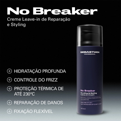 Kit Sebastian Professional No Breaker Shampoo 250ml Máscara 150ml Creme Leave-in 145ml Produto Kit Sebastian Professional No Breaker Shampoo 250ml Máscara 150ml Creme Leave-in 145ml