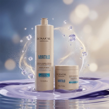 Kit Shampoo 1L e Máscara 450g Lowell Extrato de Mirtilo Produto Kit Shampoo 1L e Máscara 450g Lowell Extrato de Mirtilo