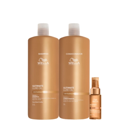 Produto: Kit Shampoo Condicionador 1L e Óleo 30ml Wella Professionals Ultimate Luxe Oil