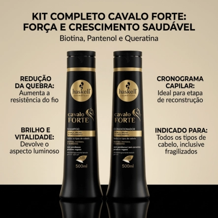 Kit Shampoo e Condicionador Haskell Cavalo Forte 500ml Produto Kit Shampoo e Condicionador Haskell Cavalo Forte 500ml