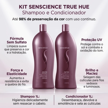 Kit Shampoo e Condicionador Senscience True Hue 1 Litro Produto Kit Shampoo e Condicionador Senscience True Hue 1 Litro