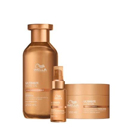 Produto: Kit Shampoo Máscara e Óleo Wella Professionals Ultimate Luxe Oil 250ml 150ml 30ml