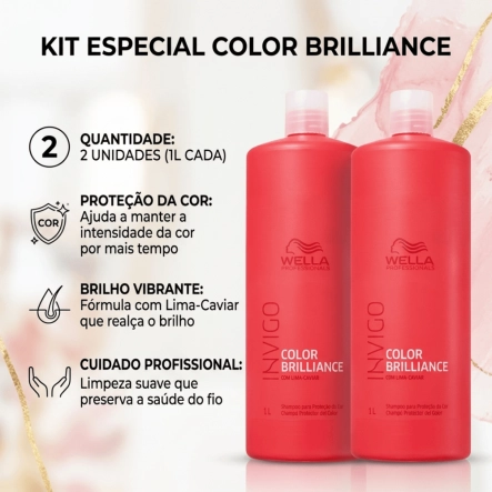 Kit Shampoo Wella Professionals Invigo Color Brilliance 2 Unidades Produto Kit Shampoo Wella Professionals Invigo Color Brilliance 2 Unidades