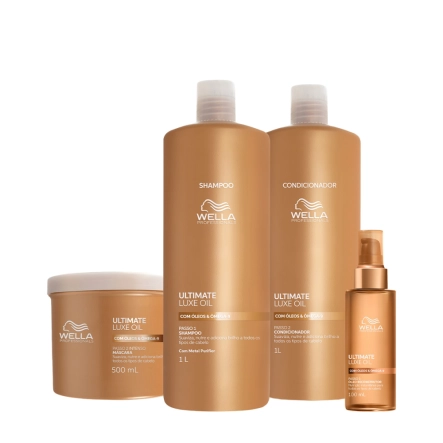 Produto: Kit Wella Professionals Ultimate Luxe Oil Shampoo 1L Condicionador 1L Máscara 500ml e Óleo 100ml