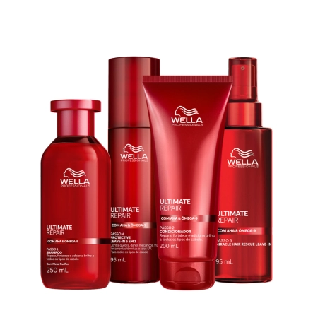 Produto: Kit Wella Ultimate Repair Shampoo 250ml Condicionador 200ml Leave-in 30ml Protetor Térmico 140ml