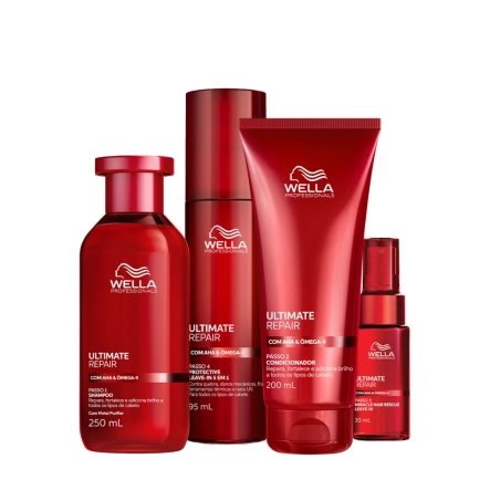 Produto: Kit Wella Ultimate Repair Shampoo 250ml Condicionador 200ml Leave-in 30ml Protetor Térmico 140ml