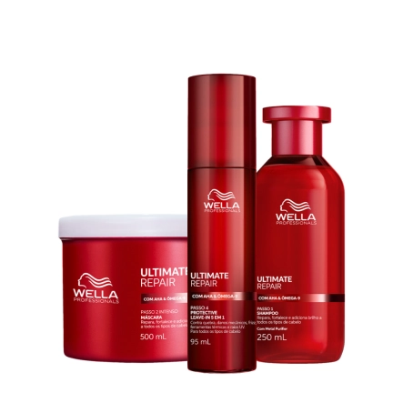 Produto: Kit Wella Ultimate Repair Shampoo 250ml Protetor Térmico 140ml e Máscara 500ml