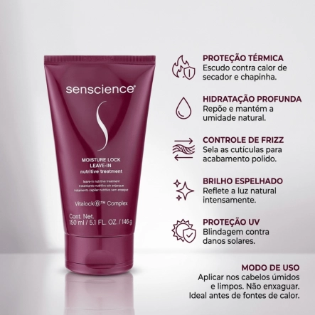 Leave-in Moisture Lock Smoothing Treatment Senscience 150ml Produto Leave-in Moisture Lock Smoothing Treatment Senscience 150ml