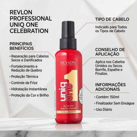 Leave-in Uniq One Celebration Revlon Professional 150ml Produto Leave-in Uniq One Celebration Revlon Professional 150ml
