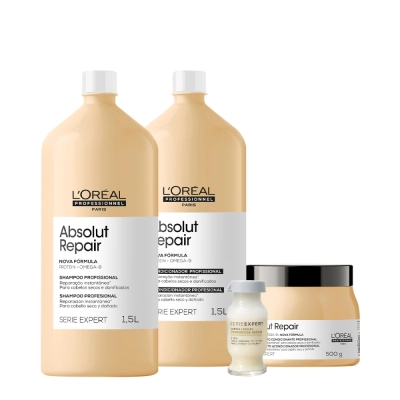 Produto: Kit L'Oréal Professionnel Absolut Repair Gold Quinoa Shampoo Condicionador 1L Máscara 500g Ampola