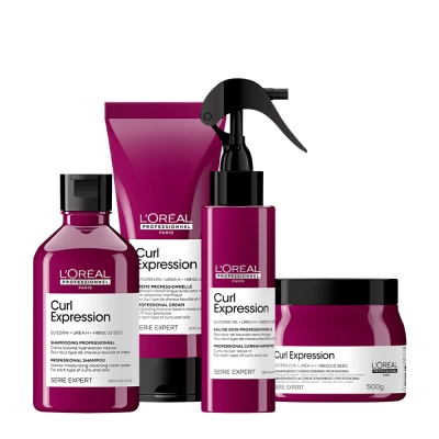 Produto: L'Oréal Professionnel Curl Expression Shampoo CREAM 300ml + C. Capilar 200ml + Leave-In 190ml + Másc. 500ml (4 Produtos)