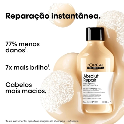Produto: Shampoo Absolut Repair Gold Quinoa Protein L'Oréal Professionnel Serie Expert 300ml