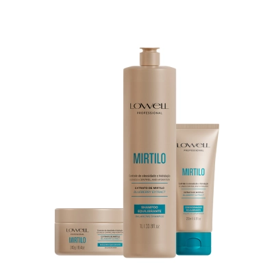 Lowell Extrato de Mirtilo Shampoo 1L Condicionador 200ml e Mascara 240g Produto: Lowell Extrato de Mirtilo Shampoo 1L Condicionador 200ml e Mascara 240g