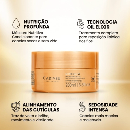 Máscara Nutritiva Condicionante Cadiveu Nutri Glow 200ml Produto Máscara Nutritiva Condicionante Cadiveu Nutri Glow 200ml