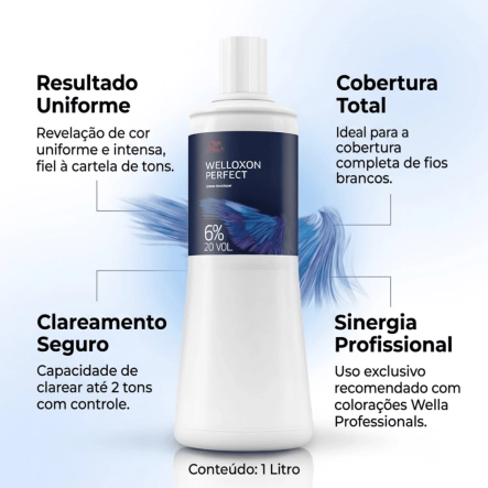 Oxidante Welloxon Perfect 6% 20 Volumes Wella Professionals 1 Litro Produto Oxidante Welloxon Perfect 6% 20 Volumes Wella Professionals 1 Litro