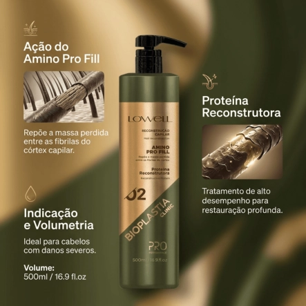Produto Tratamento Reconstrutor Lowell Bioplastia Clinic 500ml