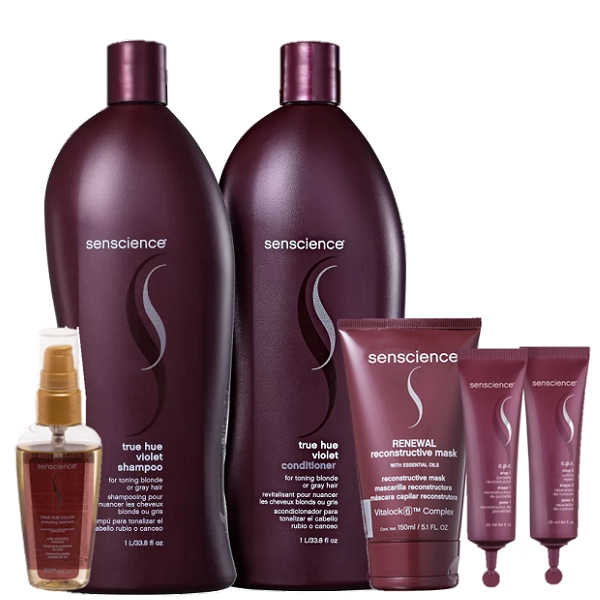 Thumbnail Kit_Senscience_True_Hue_Violet_Salon_Renewal_Mask_150ml_CPR_Tratamento_Reconstrutor_2x25ml_True_Hue_Color_Oleo_55ml_Evas_1