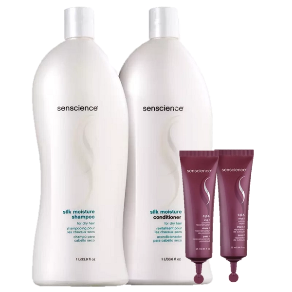 Senscience Silk Moisture Duo 1L E CPR Tratamento Reconstrutor 2x25ml